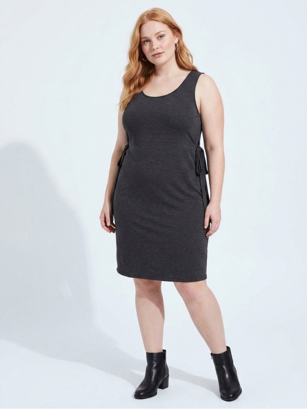 torrid Dark Charcoal Side-Tie Tank Midi Dress